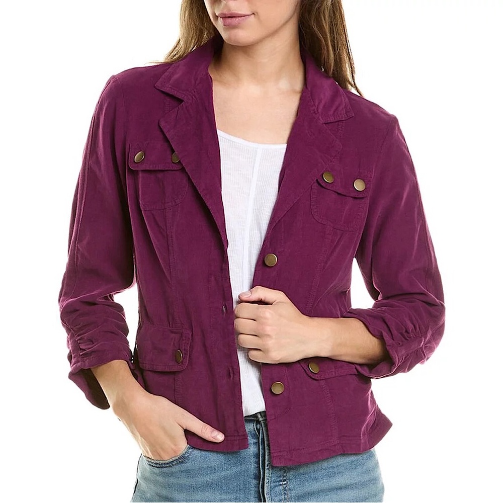XCVI Ruched Lightweight Corduroy Jacket NWT